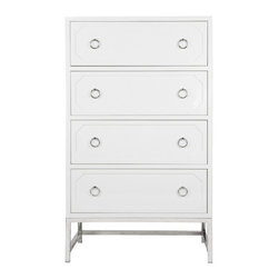 Worlds Away Bentley Upright Dresser, White Lacquer & Nickel - Dressers