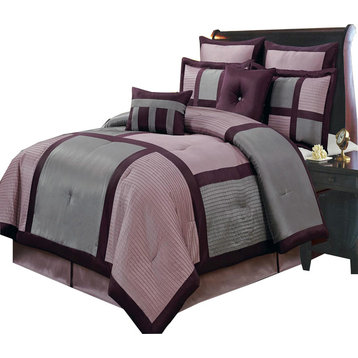 Morgan 100% Microfiber 8-Piece Luxury Comforter Set, Purple, Queen