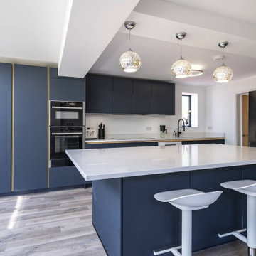 Elegant Modern Blue & White Kitchen in Headington