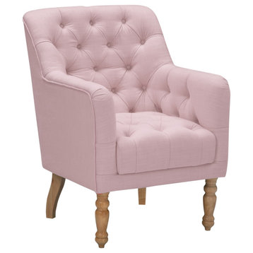 Rustic Manor Aadya Accent Chair Upholstered, Linen, Pink