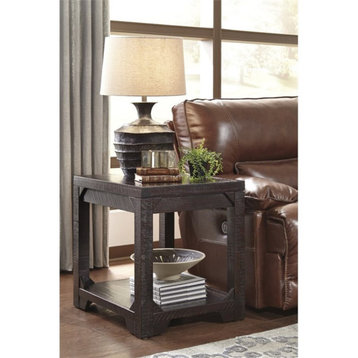 Ashley Furniture Rogness End Table in Rustic Brown