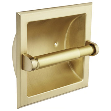 Designers Impressions Brushed Brass Recessed Toilet / Tissue Paper Holder