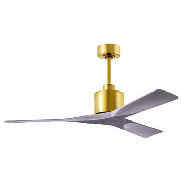 Nan 6-Speed DC 52 Ceiling Fan in Brushed Brass with Barnwood Tone blades