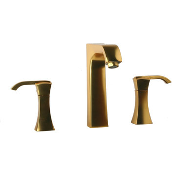 Lady Widespread Lavatory Faucet With Lever Handles, Matt Gold