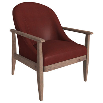 Elena Leather Lounge Chair, Finish Shown: Shiitake, Leather Shown: Garnet