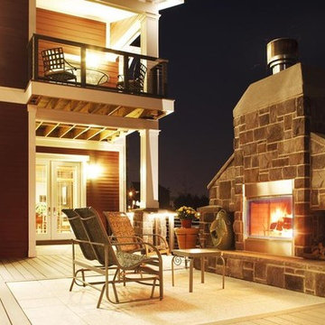 Farmhouse Stone Outdoor Fireplace