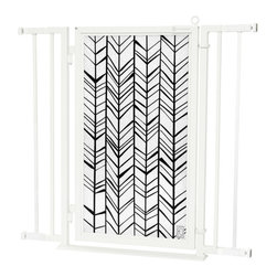 Fusion Gates - Fusion Gate with Chevron Trail Design, White Pearl, 32"-36" - Dog Gates