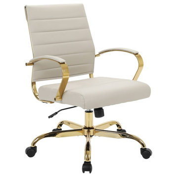 LeisureMod Benmar Modern Adjustable Leather Office Chair in Tan