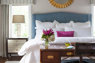 Bedroom - transitional master dark wood floor bedroom idea in Dallas