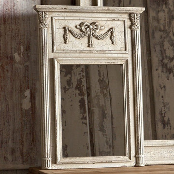 Wood Framed Garland Mirror - Antique White