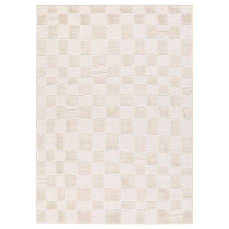 Label J Kohar JID25 Geometric Ivory and Tan Area Rug, 7'10"x10'
