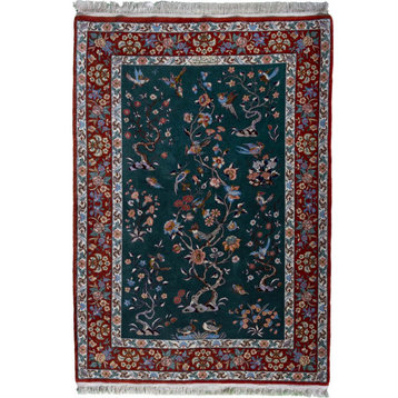 Persian Rug Qum Kork 4'11"x3'6" Hand Knotted