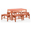 7-Piece Dining Set with Rectangular Table and Backless Benches
