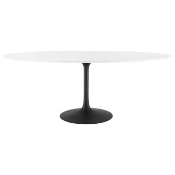 Lippa 78" Oval Wood Dining Table Black White