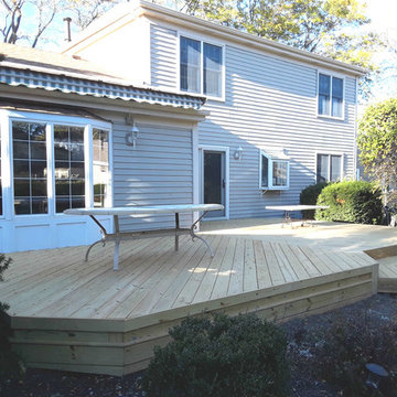 Wood Deck Without Rails, Carol Stream, IL Deck Builder.