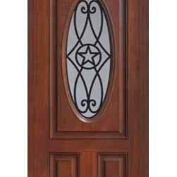 Single Door 80 Fiberglass Austin Texas Star Oval Lite GBG Glass - Front Doors