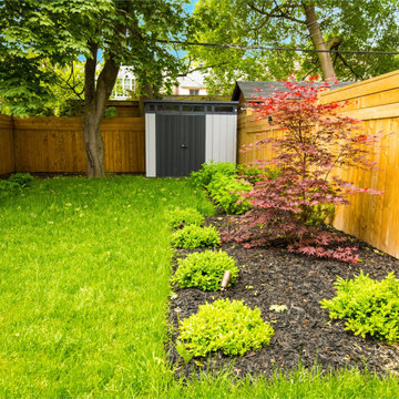 Synthetic Decking With Connecting Stone Patio