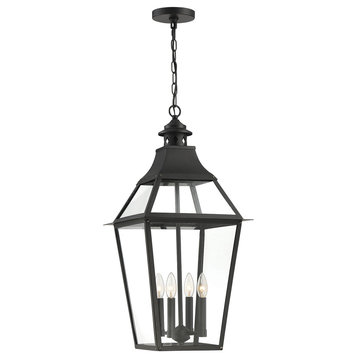 Jackson Black With Gold Highlighted 4-Light Outdoor Pendant, 14x29