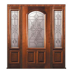 Prehung Sidelites Door 80 Wood Mahogany Evangeline Arch Lite Glass - Front Doors