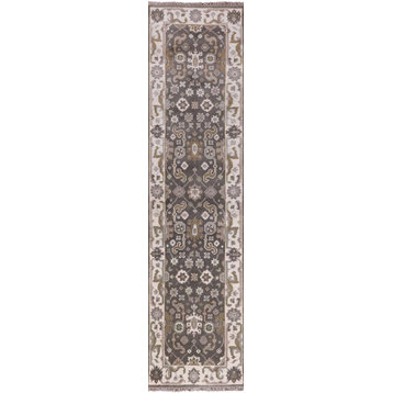 3'x10' Oushak Hand Knotted Wool Runner Rug, Q1240