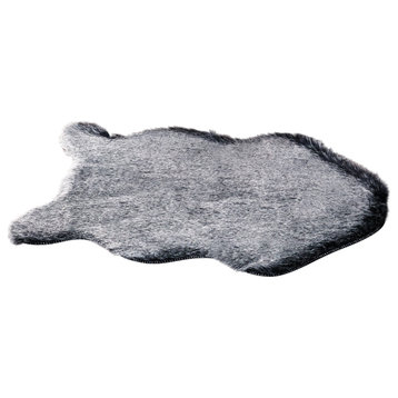 Shaggy Faux Fur Rug, Black Bear, 24"x36"x2"