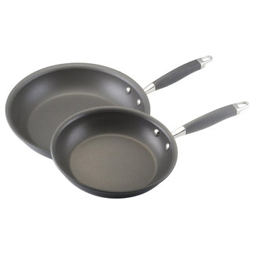 Advanced Hard-Anodized Nonstick Twin Pack 10" And 12" French Skillets, Gray