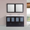 60" Hermosa Double Modern Bathroom Vanity With Integrated Sinks, Mir, Espresso