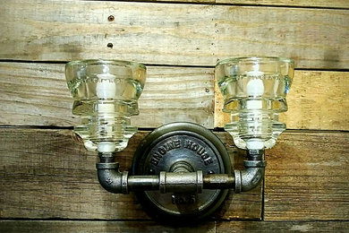 Industrial Iron Pipe Glass Insulator Sconce