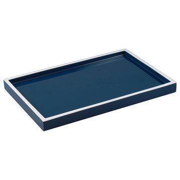 Navy Blue, White Lacquer Vanity Tray