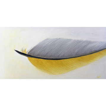 60x36 inches Large wall art yellow Feather Modern Painting Blissed Out