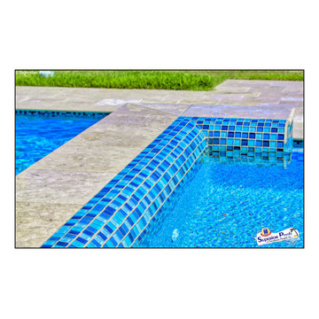 Bennett Nokomis, FL Custom Court Yard Swimming Pool & Spa With Raise Beach Area.