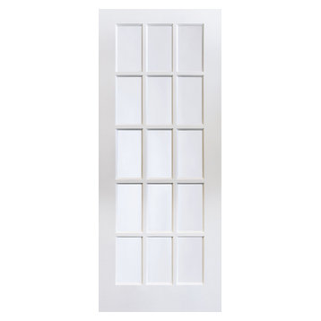 Shaker Primed White 15-Panel Glazed Interior Door, 61x198.1 cm