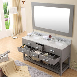 Cadale 60 inch Gray Finish Double Sink Bathroom Vanity - Bathroom Vanities And Sink Consoles
