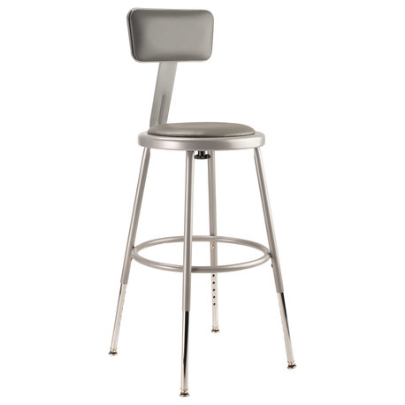 NPS 6400 Series 19-27" Modern Heavy Duty Vinyl Padded Steel Metal Stool in Gray