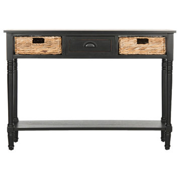 Marissa Console Table With Storage Distressed Black