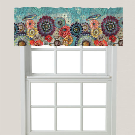 Blue Bird Boho Window Valance