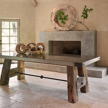 Trestle Table with Concrete Top