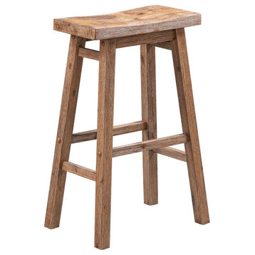 Sonoma Saddle Seat Bar Stool, Barnwood Wire-Brush