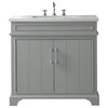 Legion Furniture Sink Vanity With Quartz Top, Cool Gray, 36"