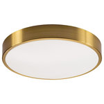 AFX Lighting - AFX Lighting Octavia LED 14" Flush Mount, Satin Brass/White, OTVF1425LAJD1SB - Contemporary shallow flush mount fixture can be used in various applications including corridors, baths, laundry rooms and kitchens. Available in three sizes. Fixture mounts to a standard junction box (not included).