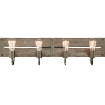 Winchester - 4 Light Pendant with Aged Wood - Bronze Finish