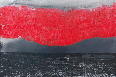 Tableau abstrait rouge "orage"