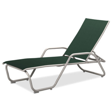 Gardenella Sling 4-Position Chaise, Textured White, Forest Green