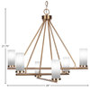 Trinity 6 Light Chandelier Shown, New Age Brass Finish, 2.5" White Marble