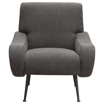Cameron Accent Chair Grey Boucle Sheepskin Sherpa Fabric Metal Legs Lounge Chair
