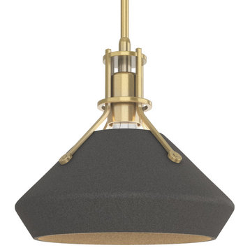 Henry with Chamfer Pendant, Modern Brass, Natural Iron Accents