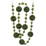 Northlight Seasonal - Christmas Brites Glamour Glittered Holiday Ball Garland, 6', Green/Gold - From the Christmas Brites Collection