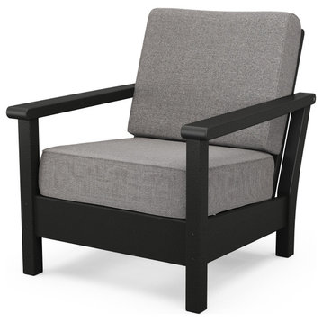 Polywood Harbour Deep Seating Chair, Black / Grey Mist