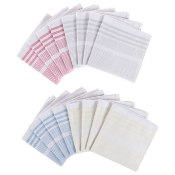Set of 16 Kitchen Dish Cloth Absorbent 100% Cotton Modern Farmhouse Stripes