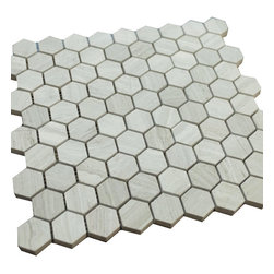 Grey Wooden Look Hexagon Pattern Stone Tile Mosaics - Home Accessories & Decor